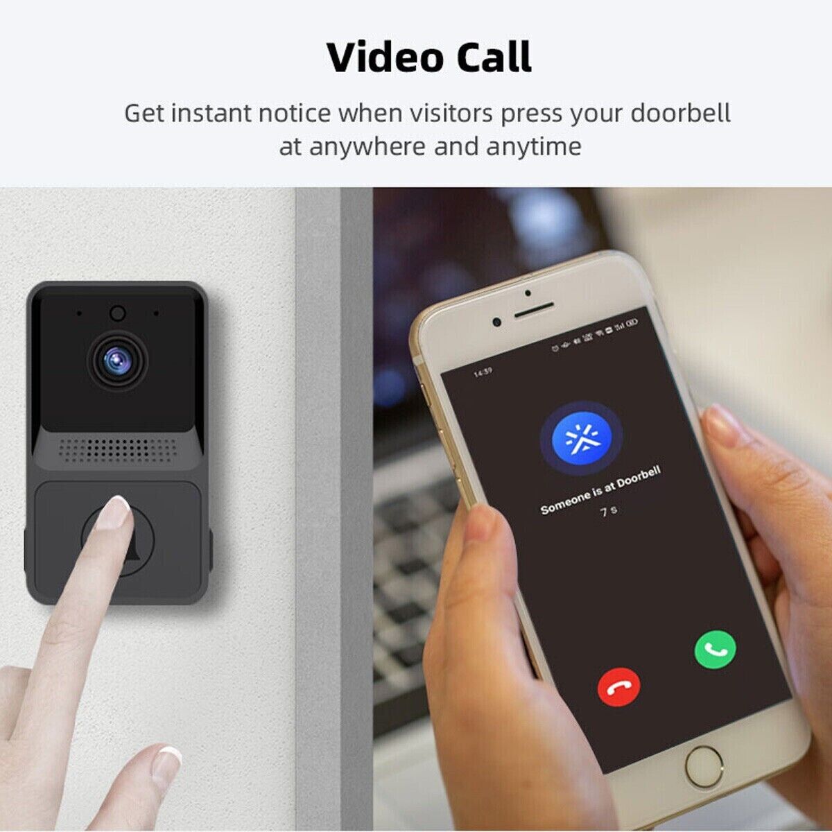 Timbre Inteligente WiFi con Cámara — Videoportero y Alerta de Movimiento Tigershopping