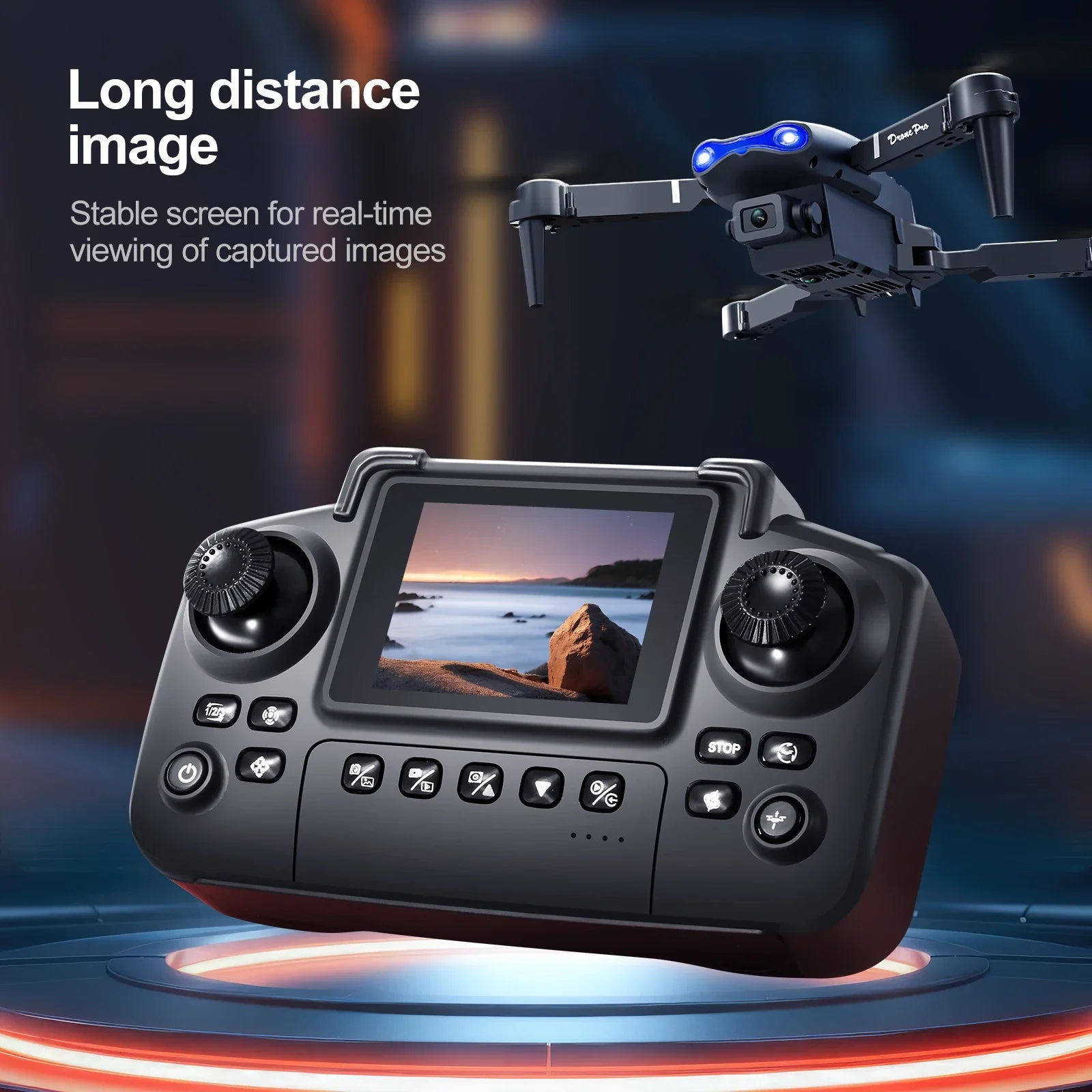 Dron con Cámara Dual 4K — Control Remoto con Pantalla, Flujo Óptico y Vuelo Estable Tigershopping