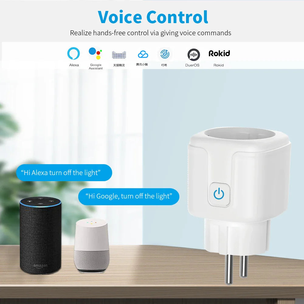Enchufe Inteligente WiFi 16A/20A — Monitor de Energía, Temporizador y Compatible con Alexa y Google Home Tigershopping