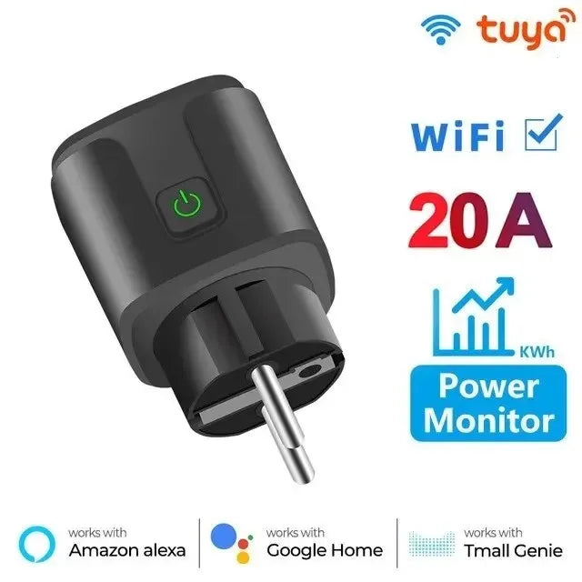 Enchufe Inteligente WiFi 16A/20A — Monitor de Energía, Temporizador y Compatible con Alexa y Google Home Tigershopping