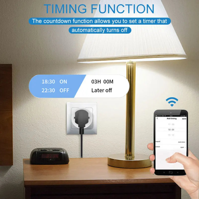 Enchufe Inteligente WiFi 16A/20A — Monitor de Energía, Temporizador y Compatible con Alexa y Google Home Tigershopping