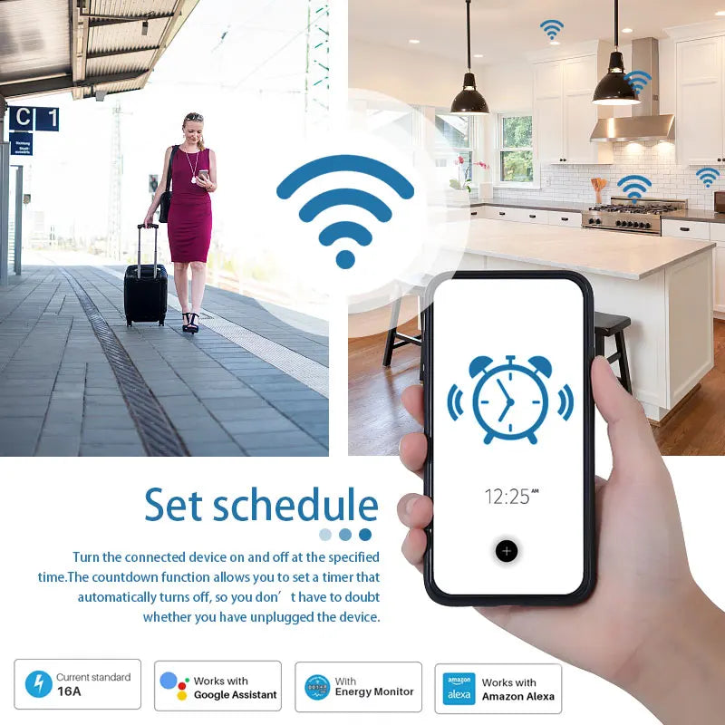 Enchufe Inteligente WiFi 16A/20A — Monitor de Energía, Temporizador y Compatible con Alexa y Google Home Tigershopping