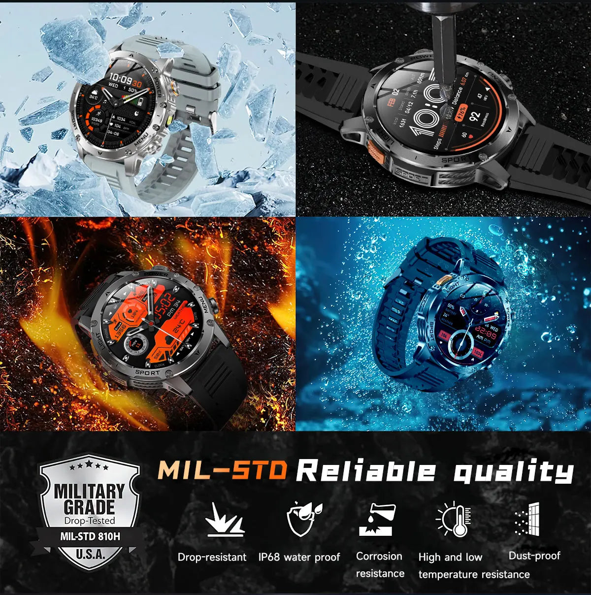 Smartwatch AK87 Pro — Llamadas Bluetooth, Monitor de Salud y Batería 1000mAh Tigershopping