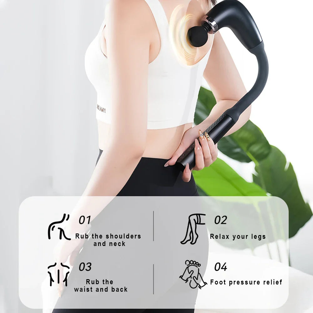 Masajeador Eléctrico de Mano con Cabezales Intercambiables — Alivio Muscular Profesional Tigershopping