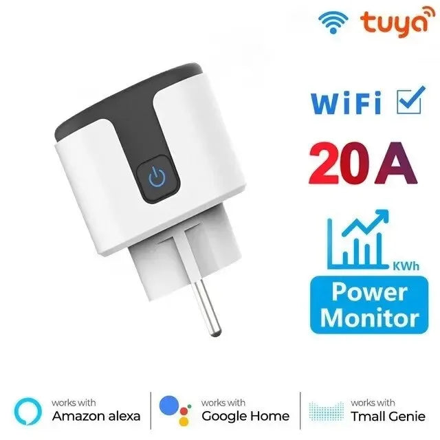 Enchufe Inteligente WiFi 16A/20A — Monitor de Energía, Temporizador y Compatible con Alexa y Google Home Tigershopping