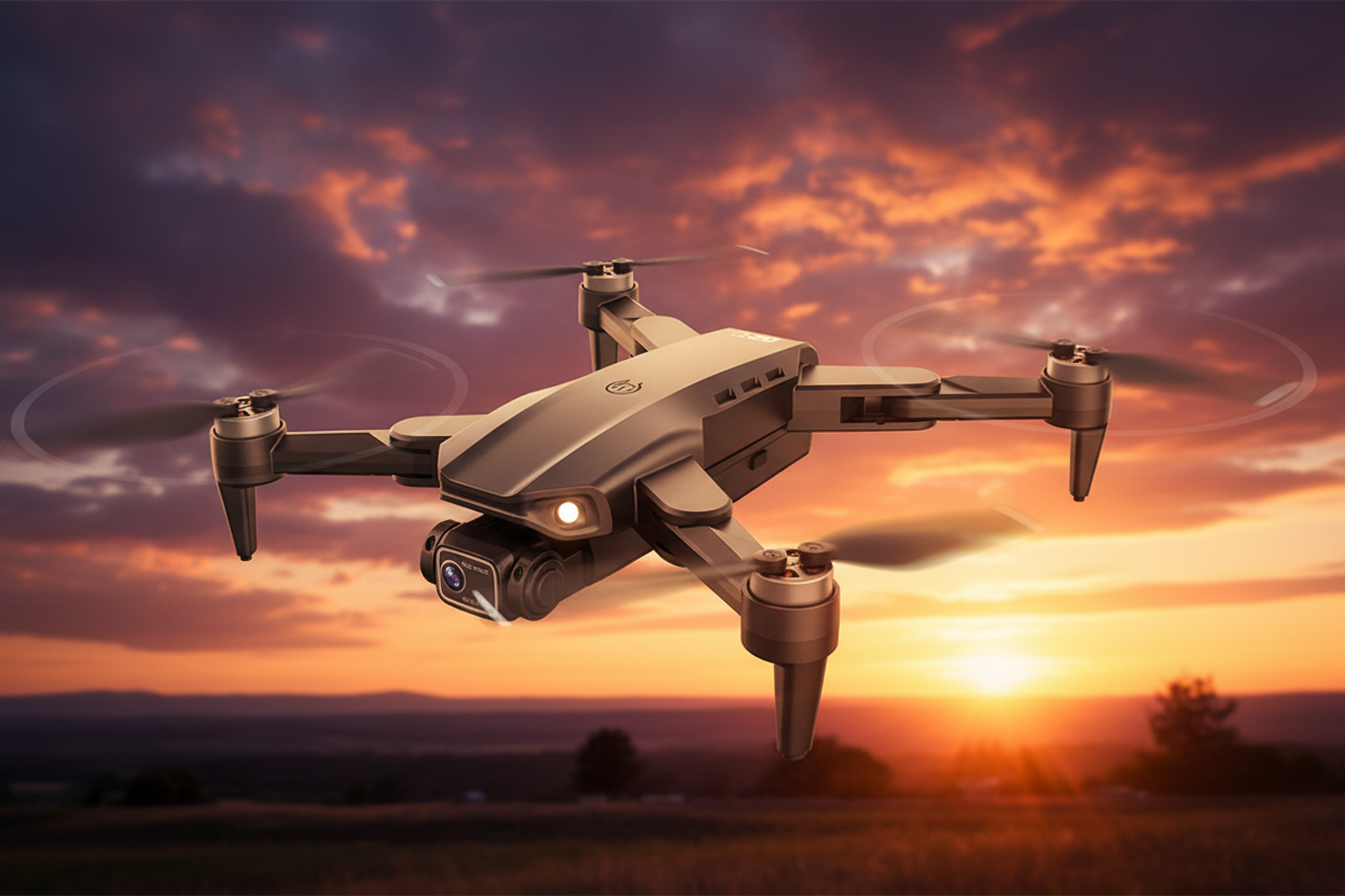 Foldable Drone flying outdoor