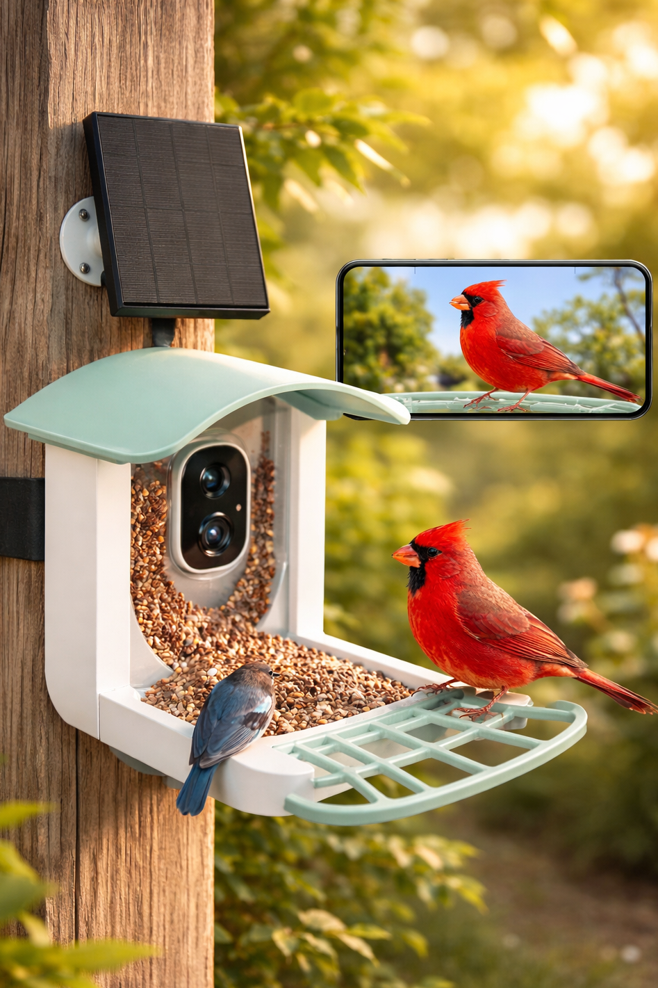 Comedero para Aves con Cámara Solar IA | App VicoHome | Impermeable