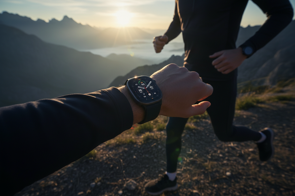Smartwatch deportivo al amanecer